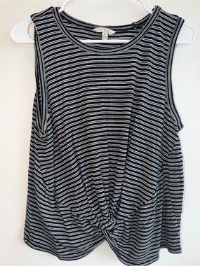 Lucky Brand Size Medium Black And White Striped Top